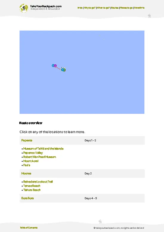 example page 4 from our offline Travel Guide for French Polynesia